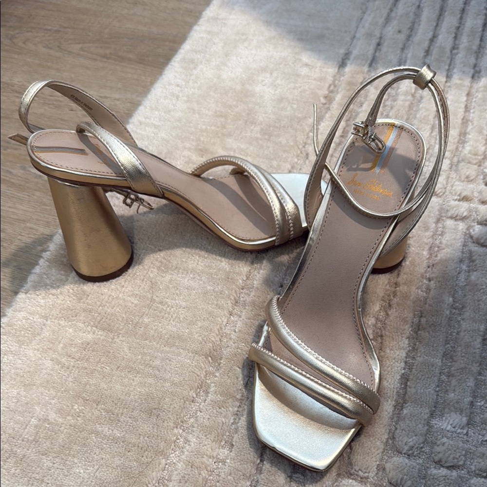Sam Edelman Gold Metallic Heels with Block Heel